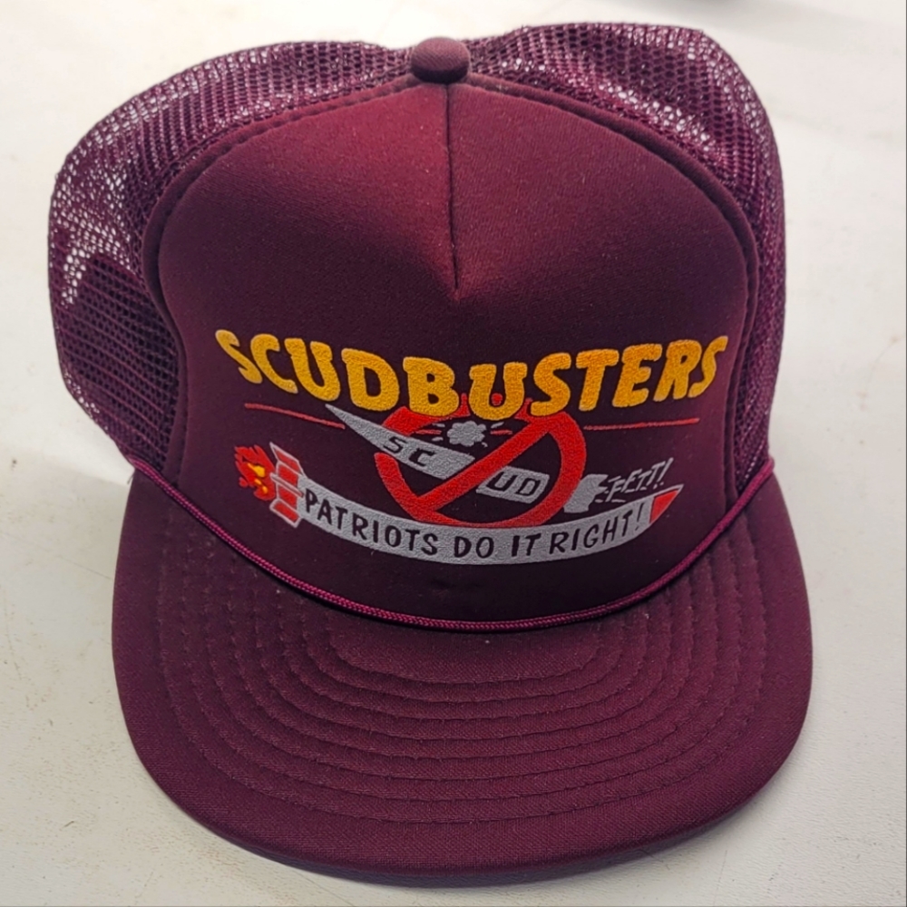 Trucker foam mesh maroon snapback hat scudbusters patriots do it right